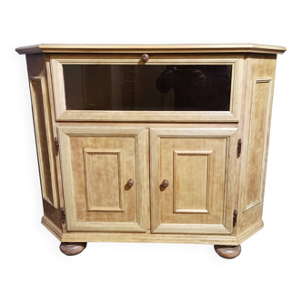 Raw wood corner cabinet