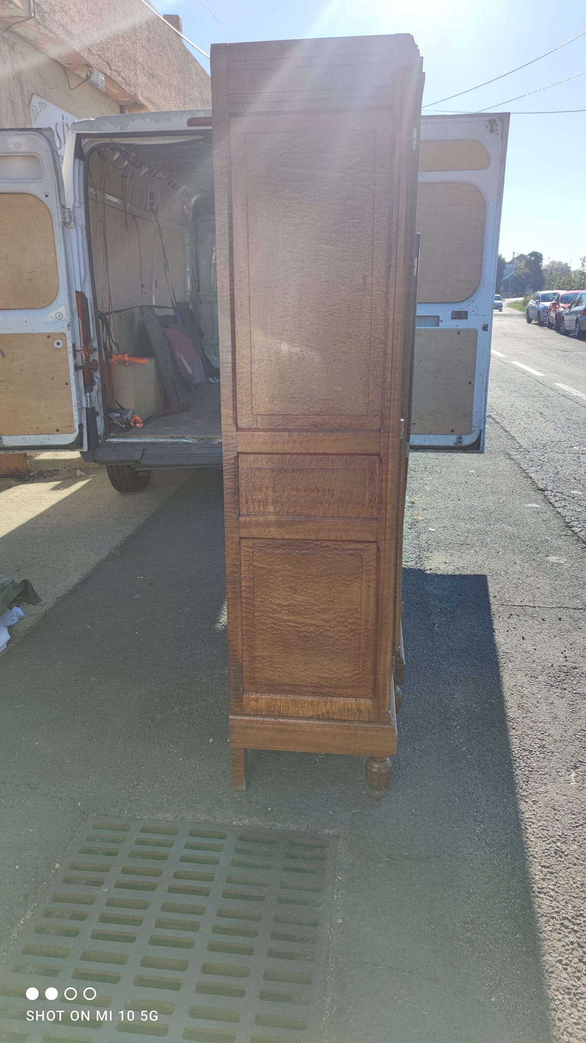 Bibliothèque de bureau 1925 en acajou ondé massif