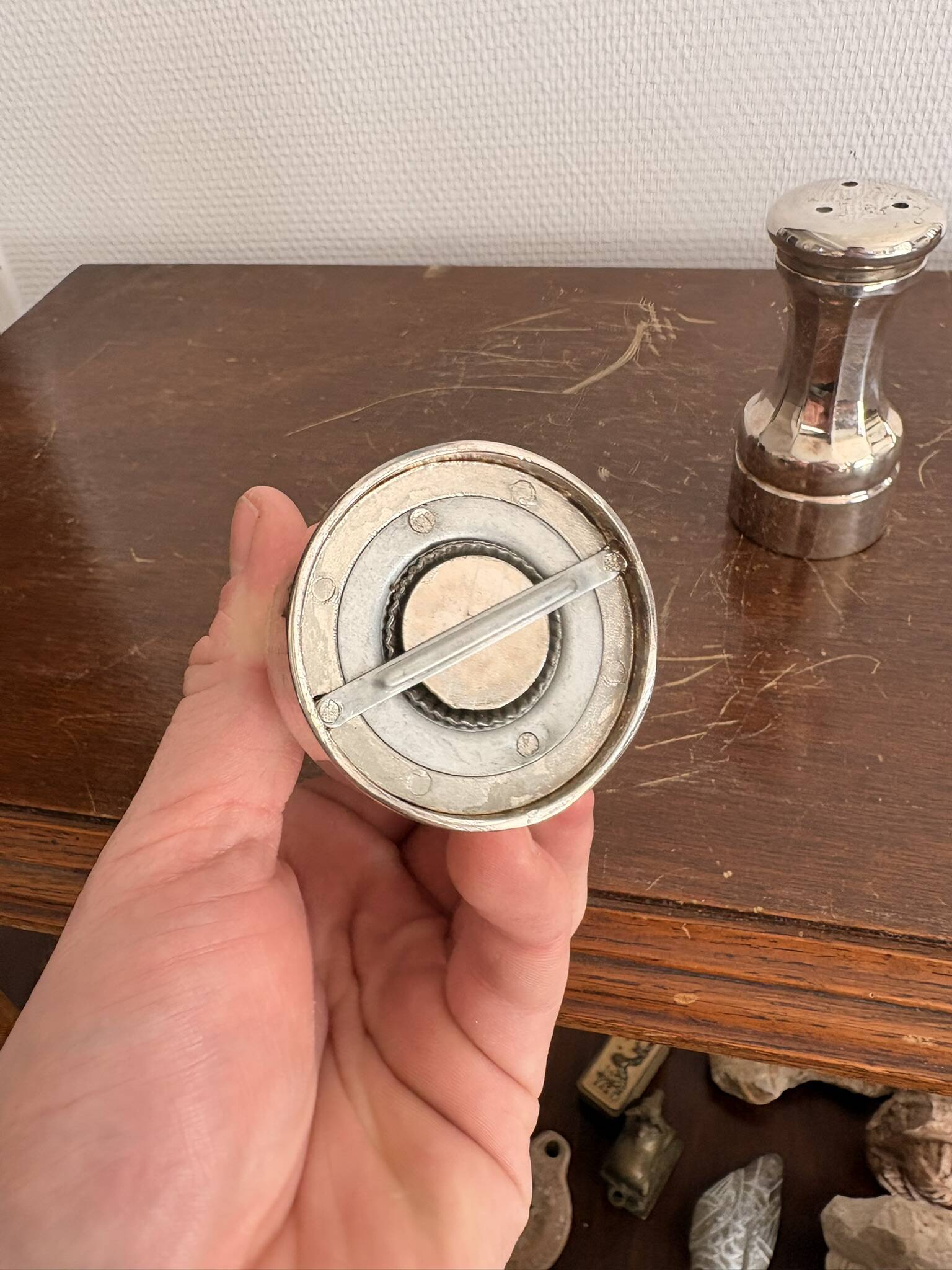 Silver Metal Art Deco Nouveau Salt and Pepper Shaker