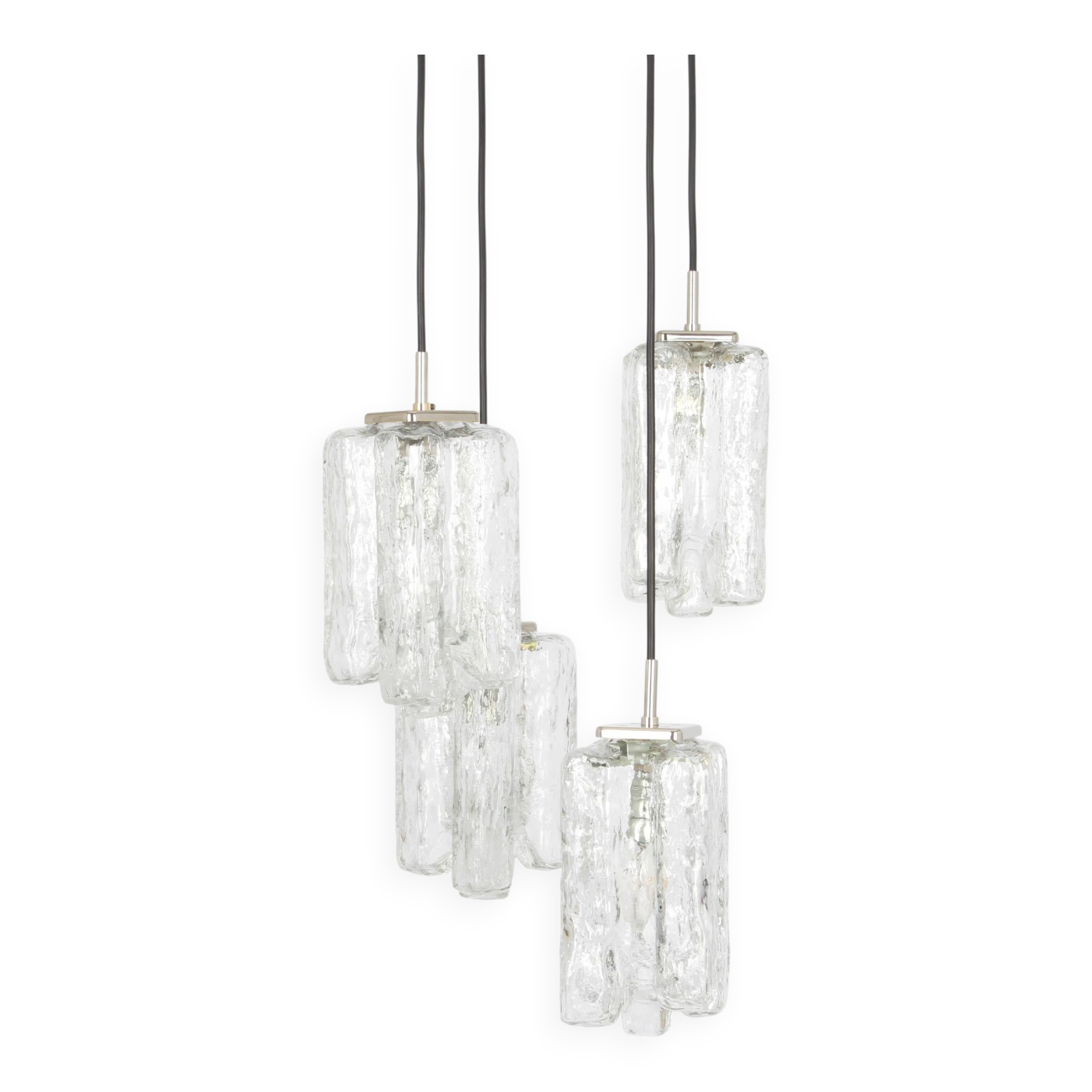 Superb cascading chandelier designed in Murano glass by Kalmar, Austria, 1970s.