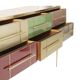 Mid-Century Modern Solid Wood and Colored Glass Italian Sideboard
