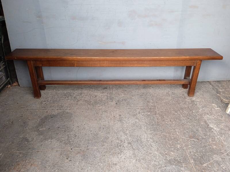 Solid oak bench 2 meters period 1960