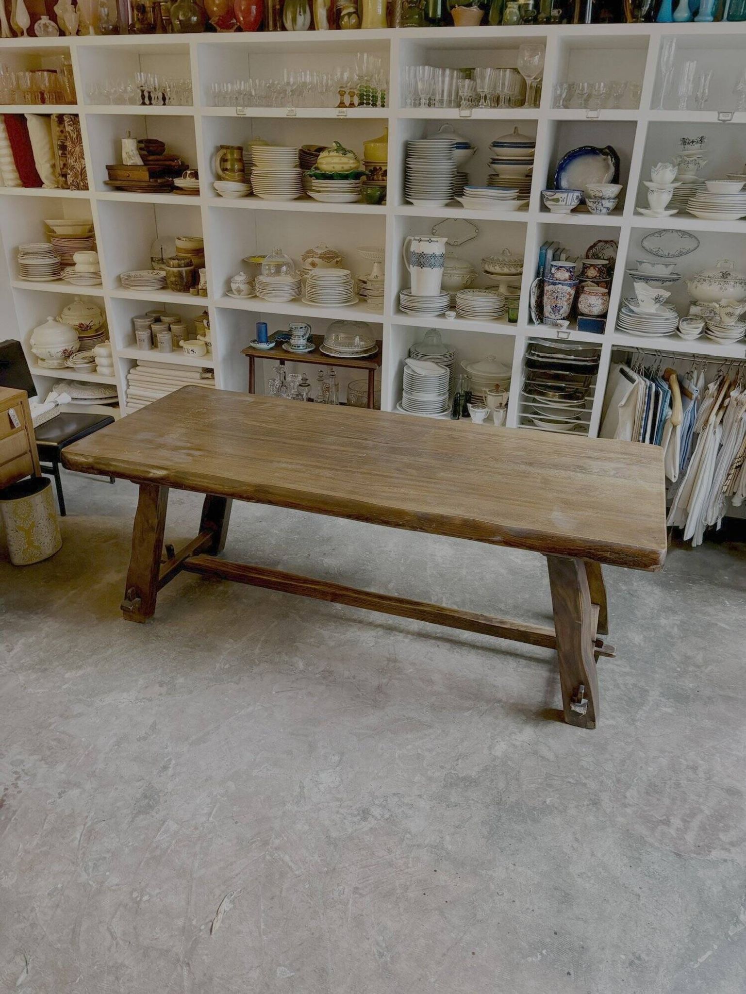 Aranjou dark wood dining table and 2 benches from the 70s/80s ☐ 200 x 89 cm