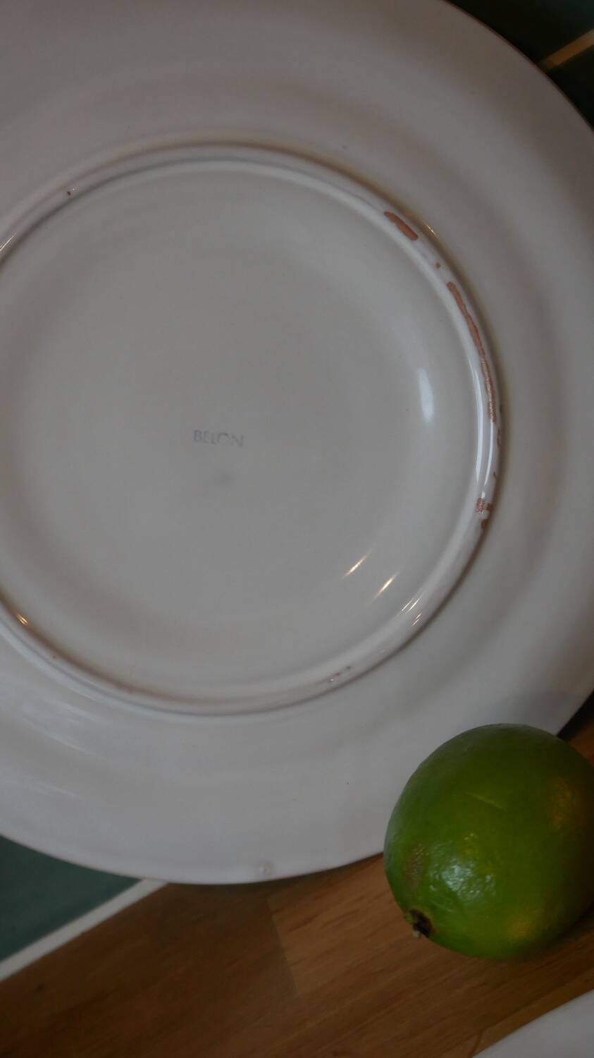 Set of 4 Belon earthenware oyster plates – 25 cm – yellow & green