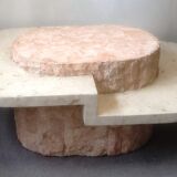 Oval stone coffee table Mactan marble slab by Magnussen Ponte