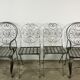 Garden chairs and armchairs (series of 4) vintage 1980 in wrought iron
