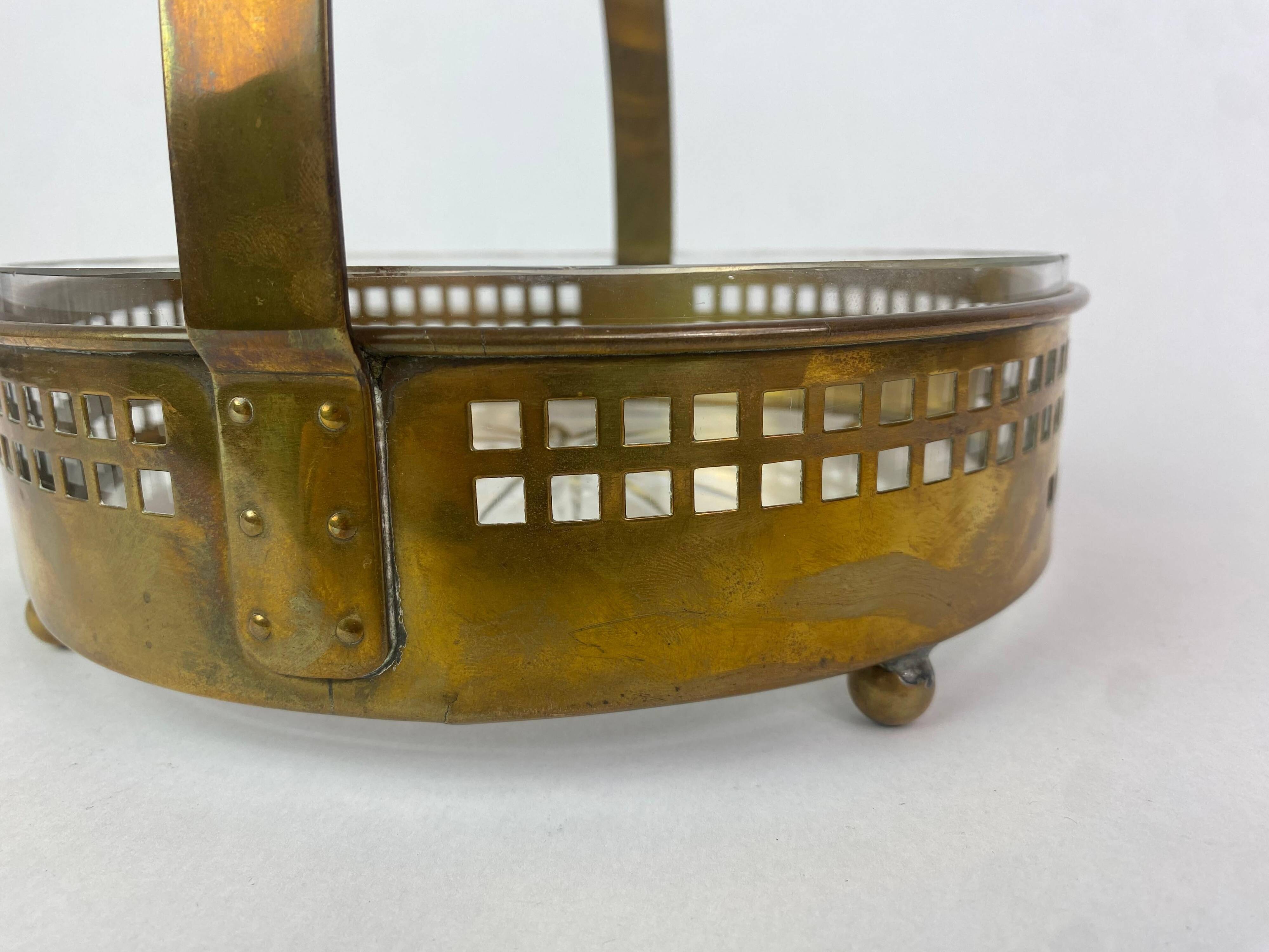 Secessionist brass baskets and toothpick holder by Hans Ofner/Josef Hoffmann