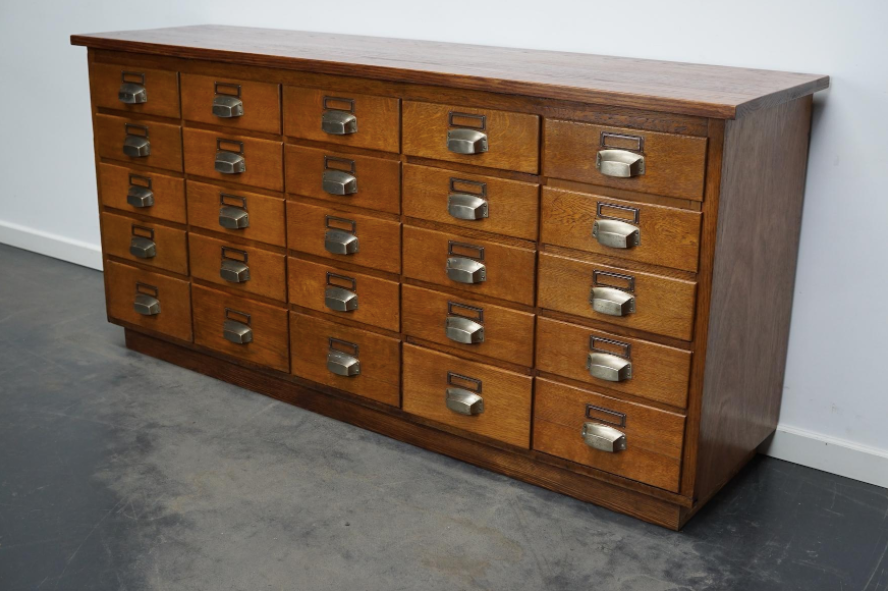 German apothecary's cabinet in oak mid-twentieth century