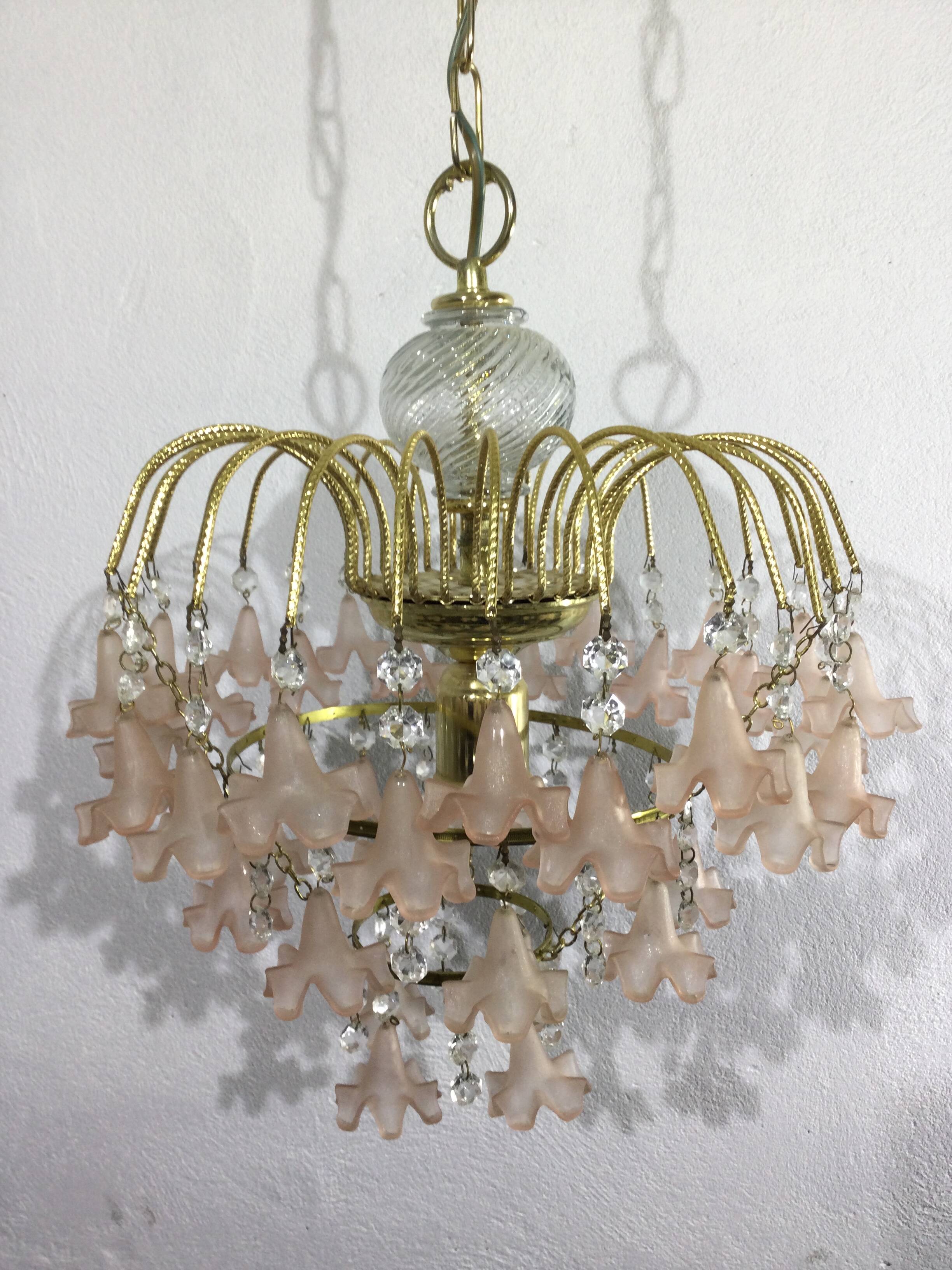 Pink flowers tassel chandelier