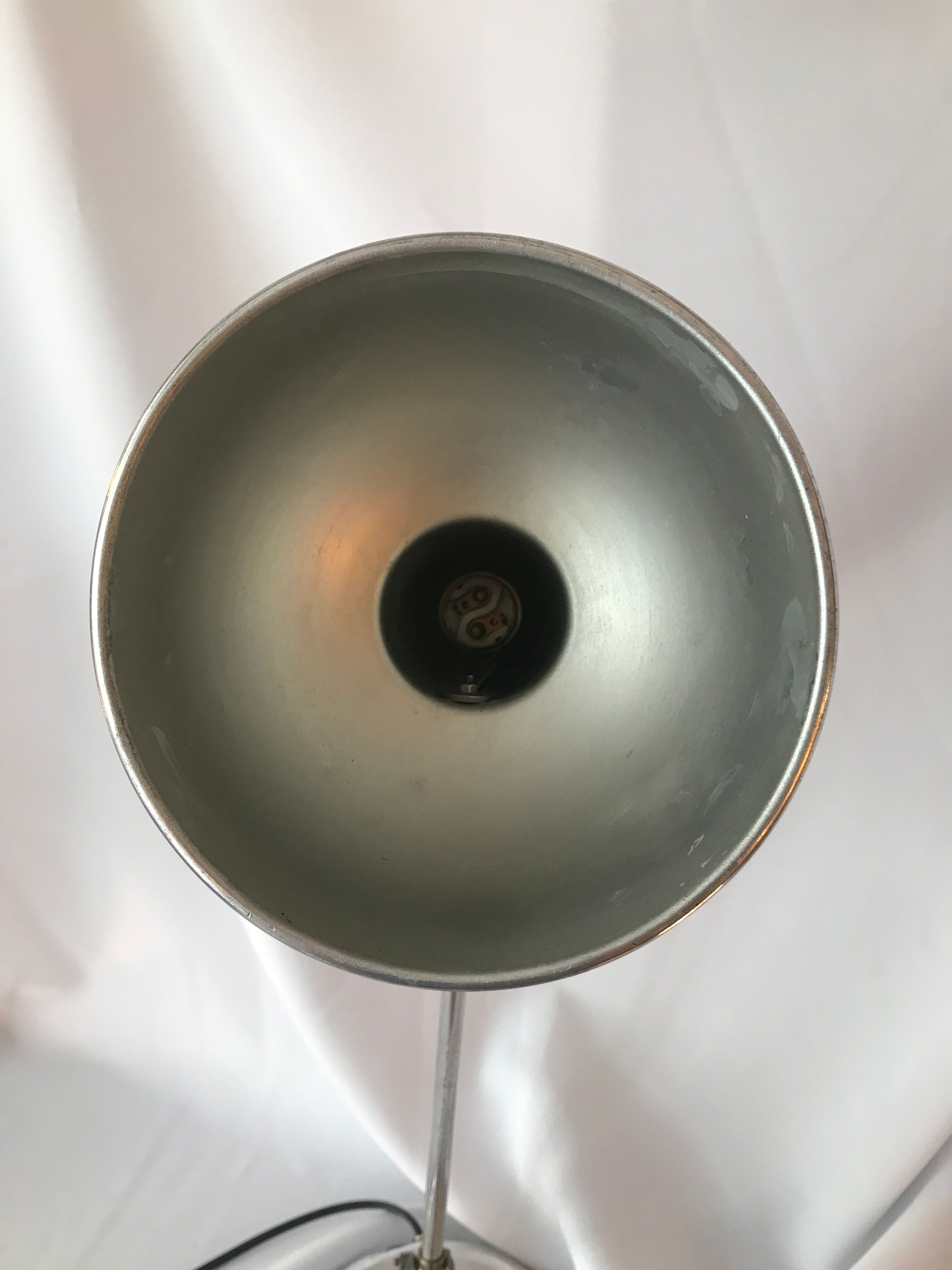 Industrial desk lamp 1950 in polished metal Bauhaus type