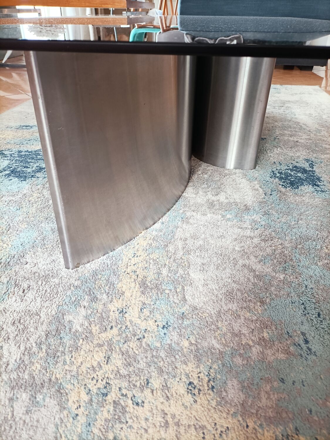 Brushed steel coffee table space age