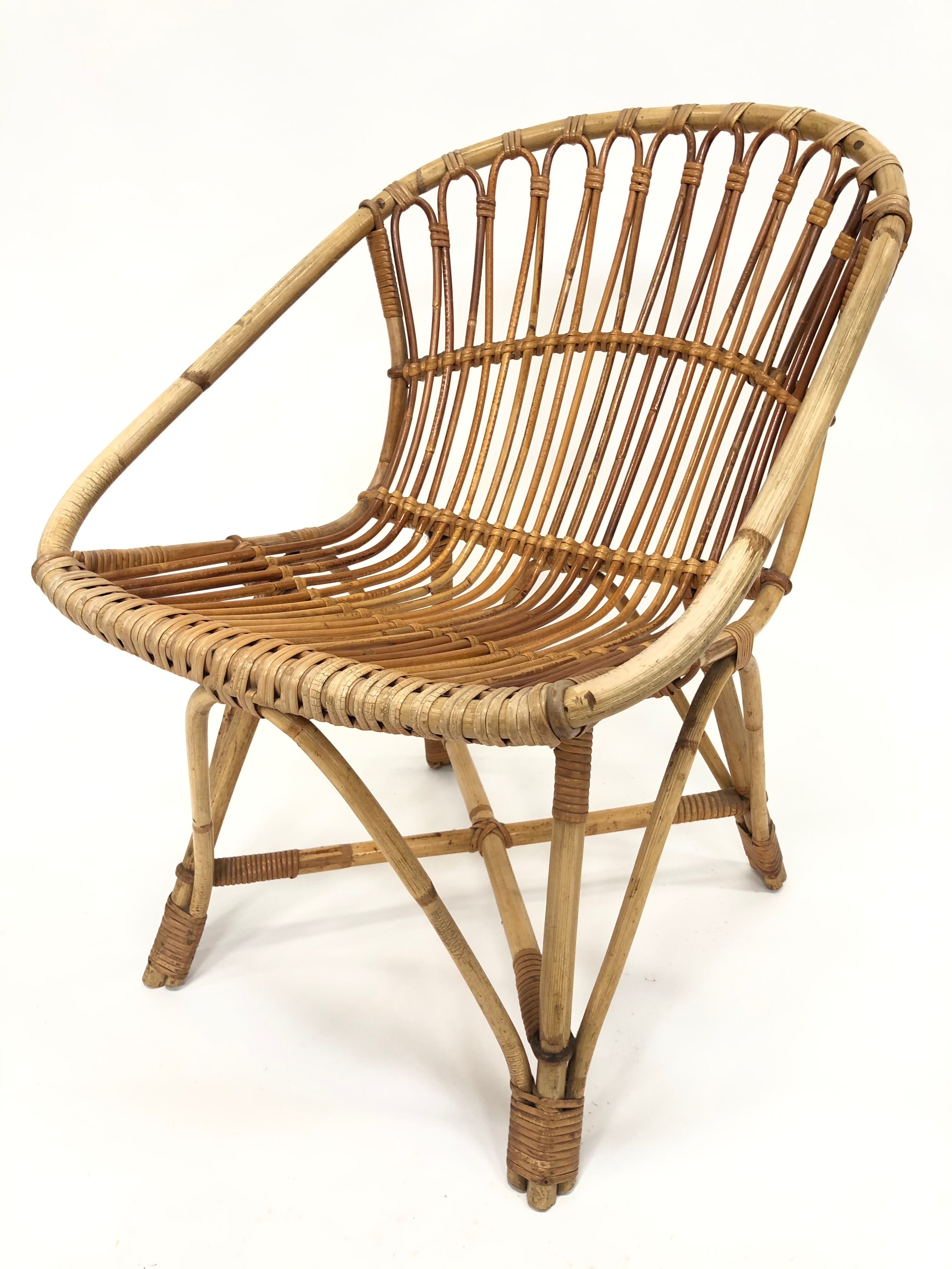 Fauteuil en rotin de Rohe Noordwolde, 1960, Pays-Bas