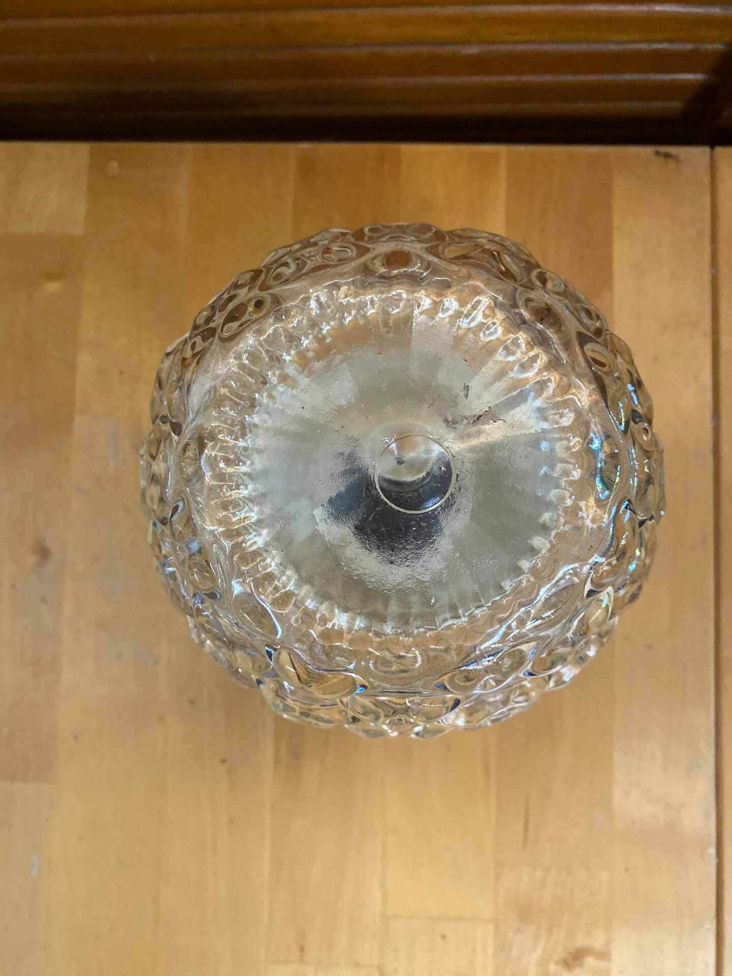 Vintage corodex ceiling light moulded glass + white bakelite support