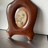 Cadre en bois art nouveau acajou mesures 27,5 cm x 20 cm verre convexe