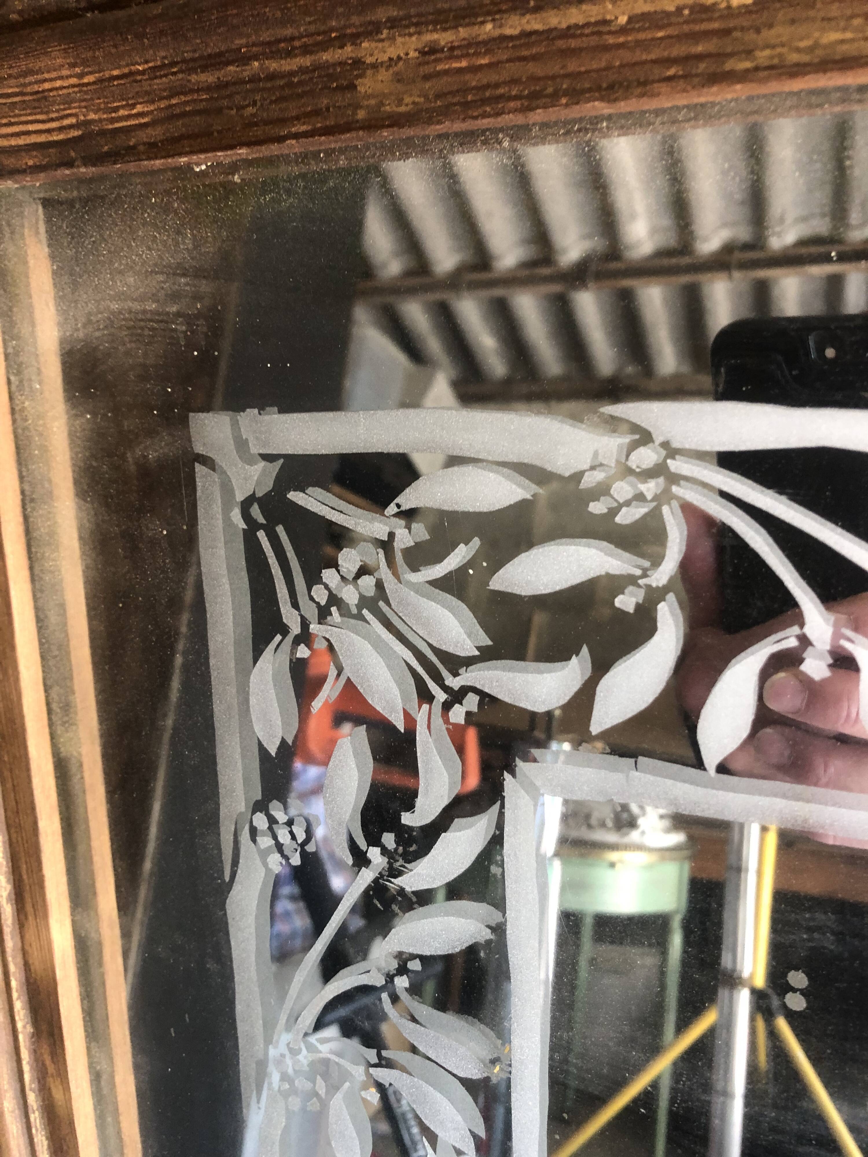 Large 18th century mirror with sandblasted decoration