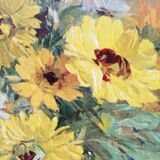 Oil on canvas yellow daisies