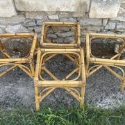 4 tabourets vintage bambou et rotin – années 60/70