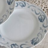 6 dessert plates - Antique tableware set 82 pieces Sarreguemines earthenware Art Nouveau style