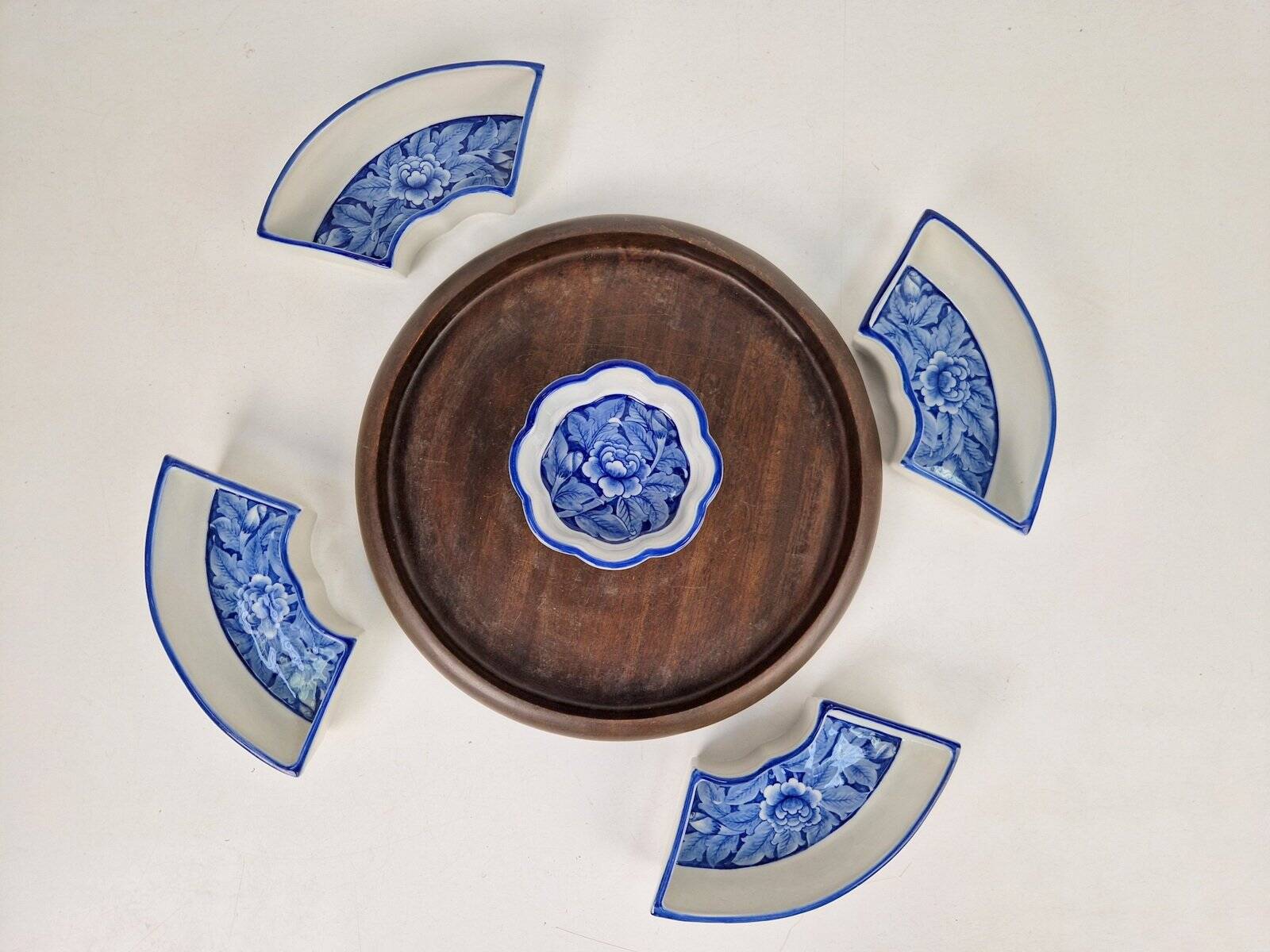 Vintage Chinese Blue Flower Porcelain Snack Bowl with Appetizer Bowls
