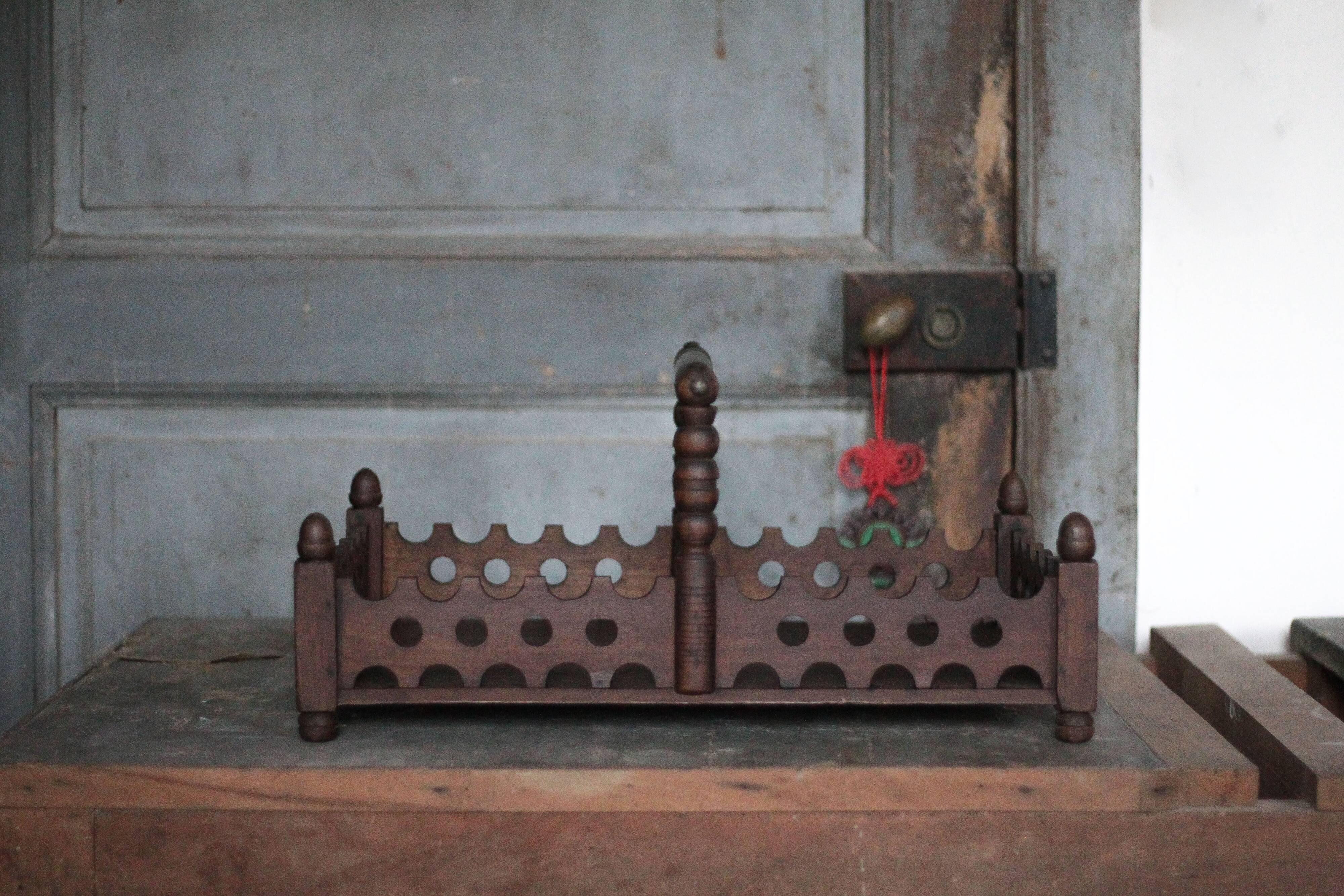 Vintage wooden basket, wooden fruit bowl, kitchen, nature, folk art