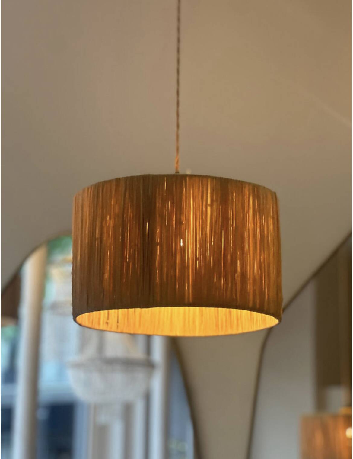 Suspension lampshade rattan bohemian vintage - d30 cm