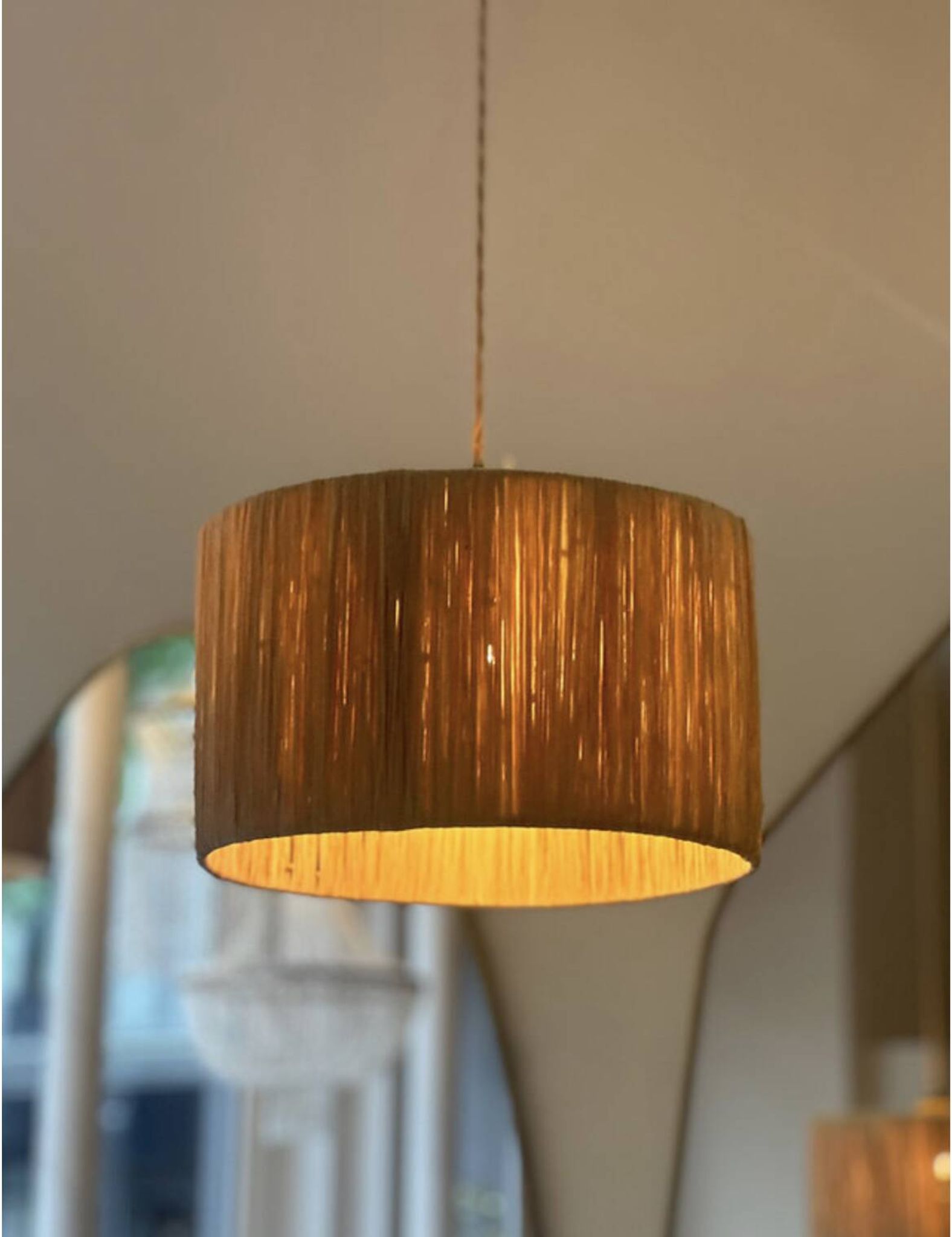 Suspension lampshade rattan bohemian vintage - d30 cm