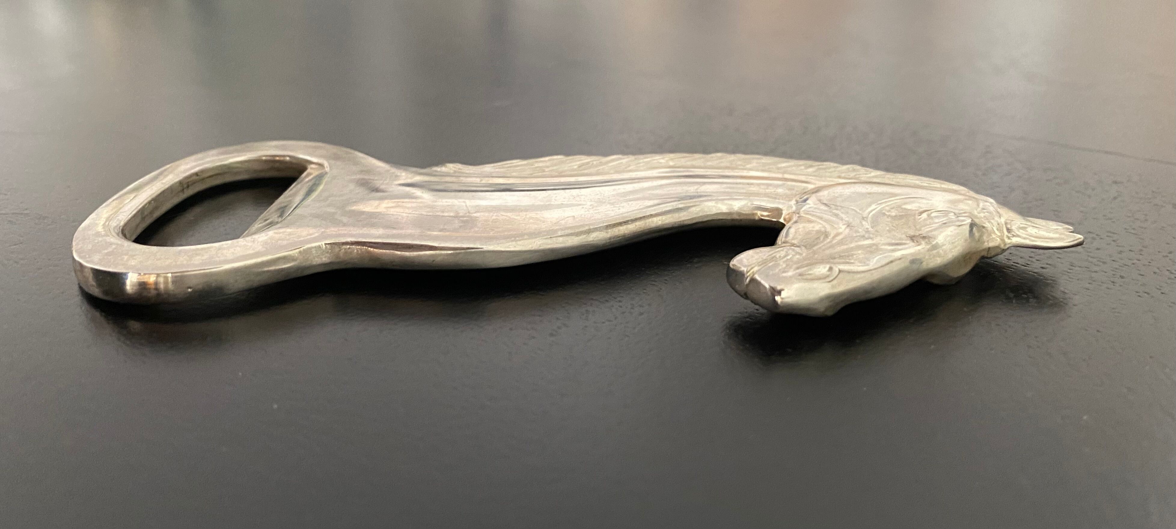 Silver metal bottle opener vintage horse shape