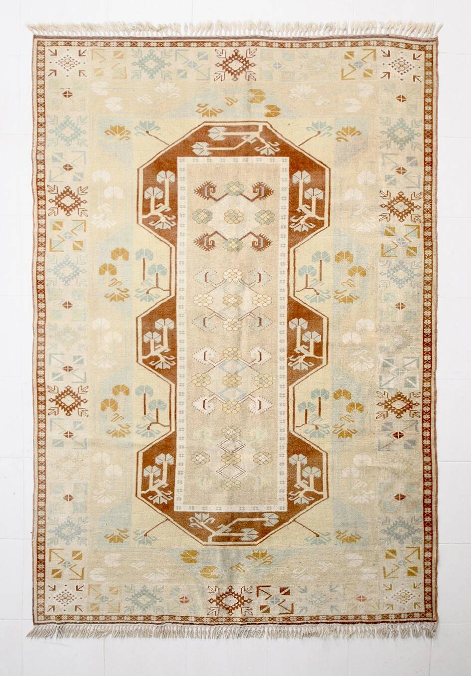 6x9 Terracotta & Cream Vintage Persian Rug, 199x290Cm