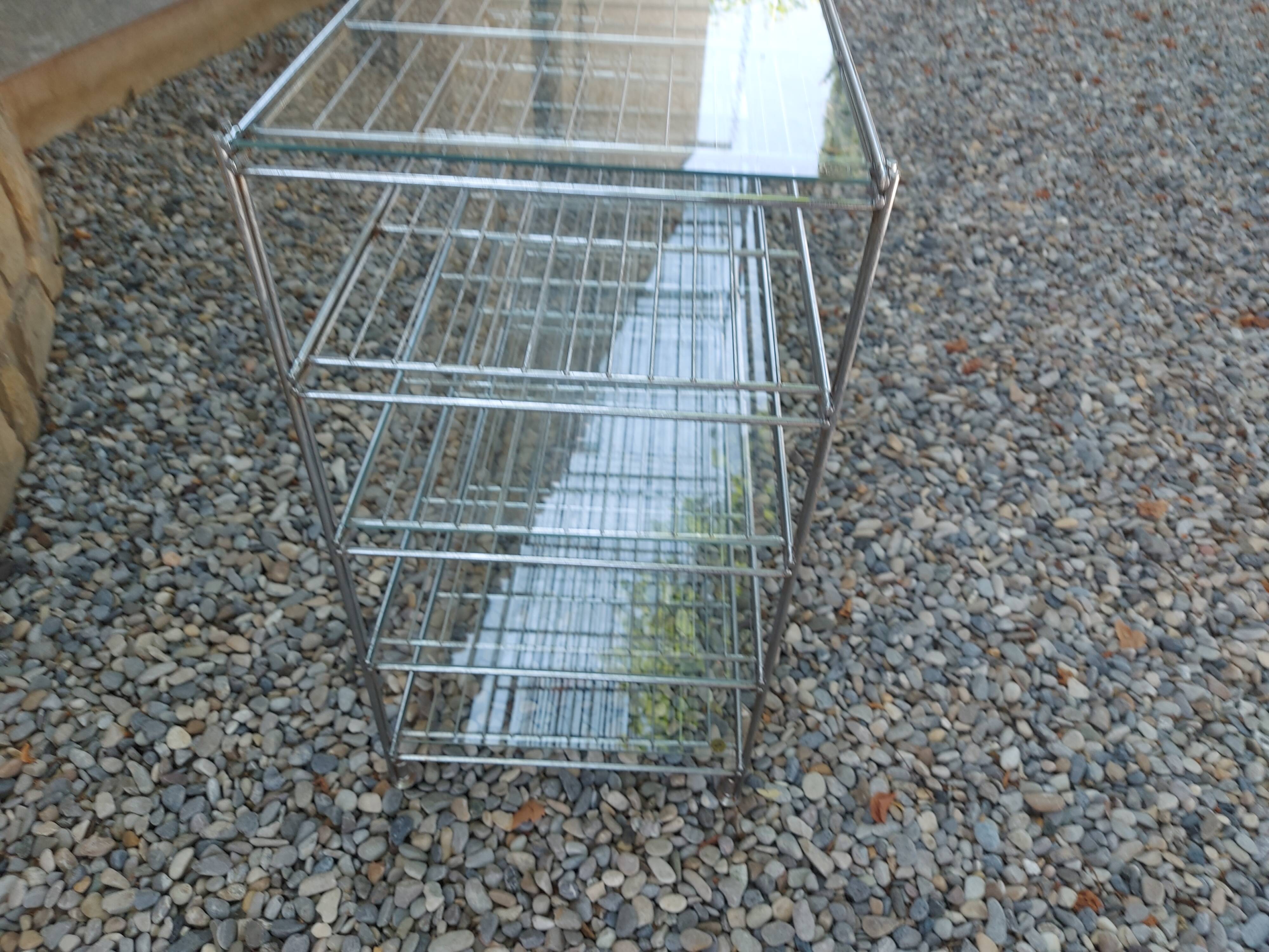 Etagère Ikea années 80 en acier chromé et verre par Niels Gammelgaard