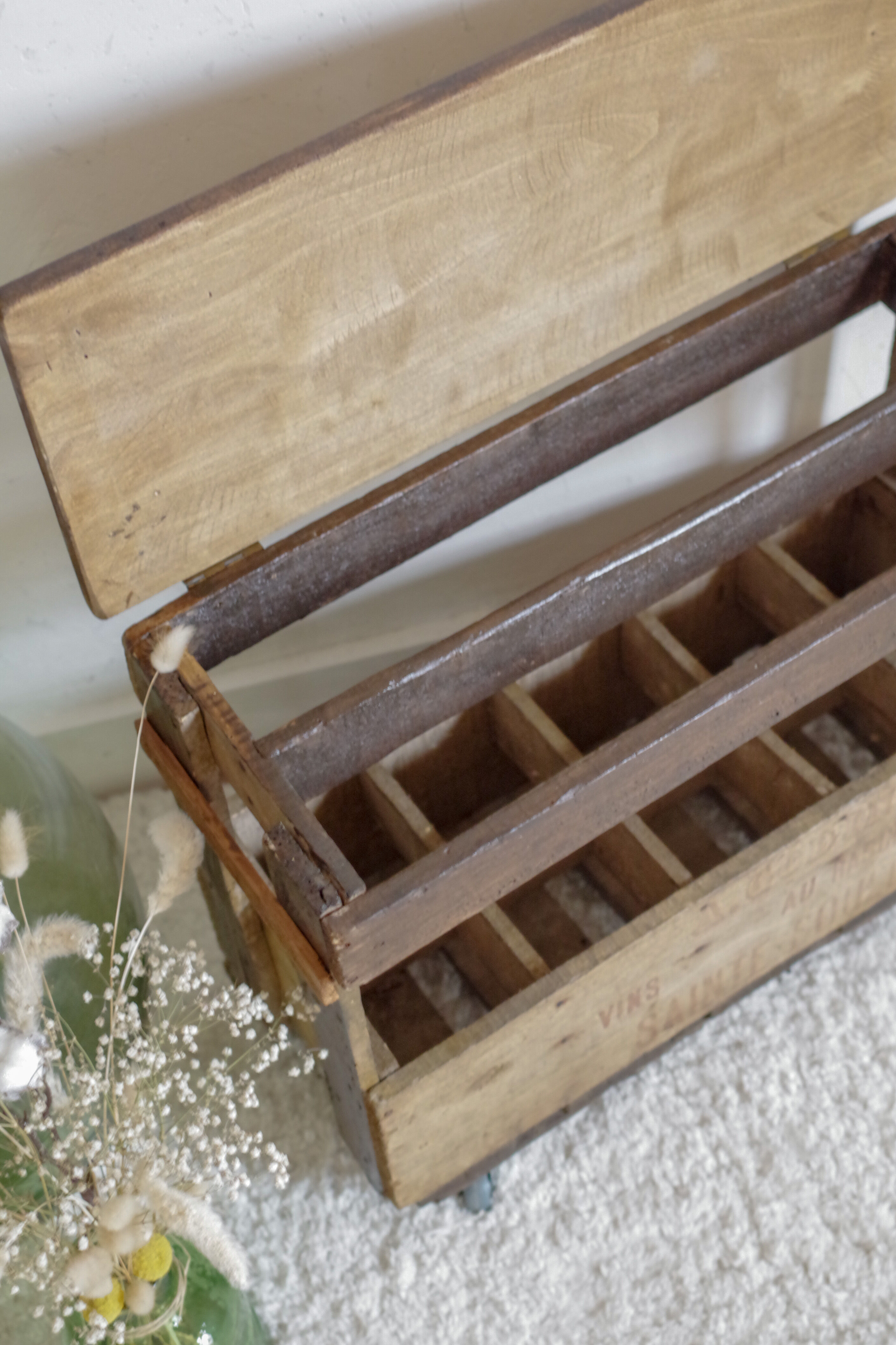 Door wooden bottles - wooden lockers on wheels