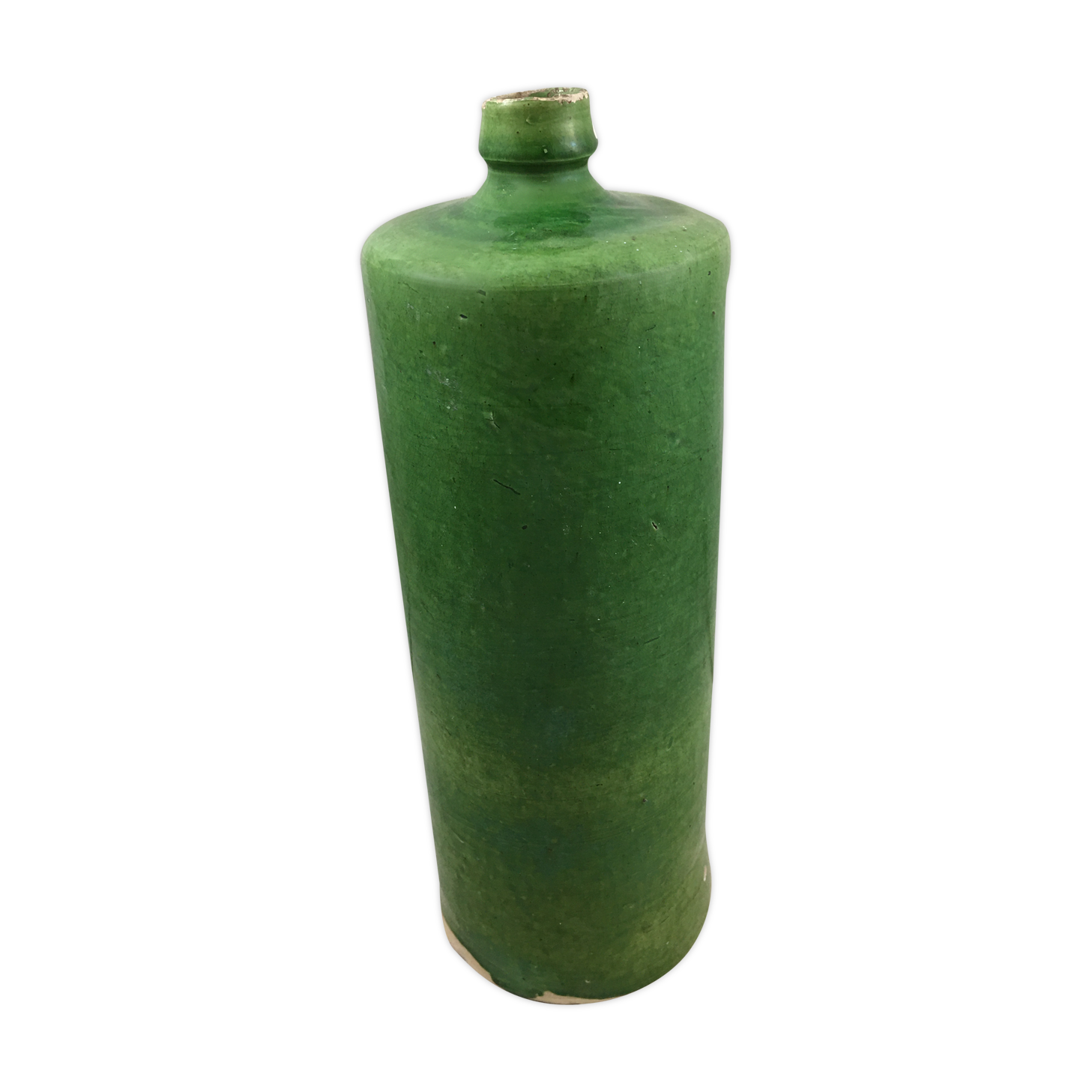 Green glazed terracotta bottle deco