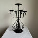 Vintage Brutalist large black wrought iron candelabra
