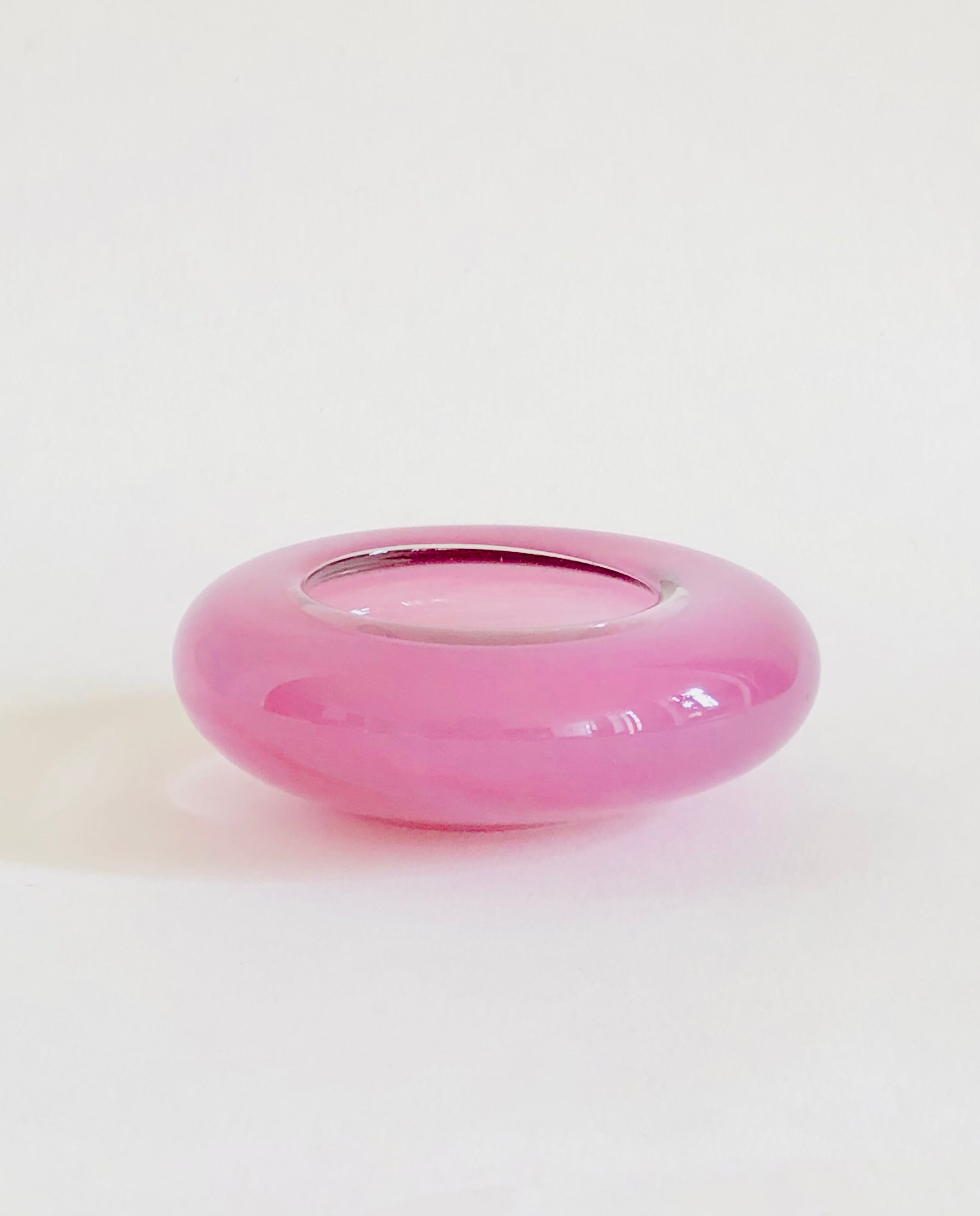 Vintage pink glass pocket trays