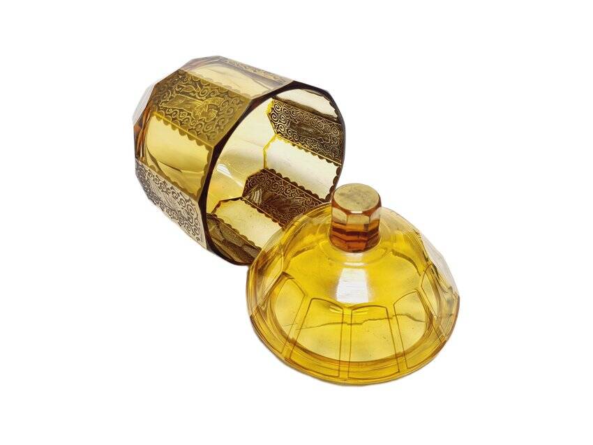 Art Deco oroplastic candy dish from Moser, Czechoslovakia, 1930s