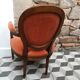 Louis XVI apricot velvet medallion armchair