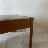 Wood and smoked glass coffee table