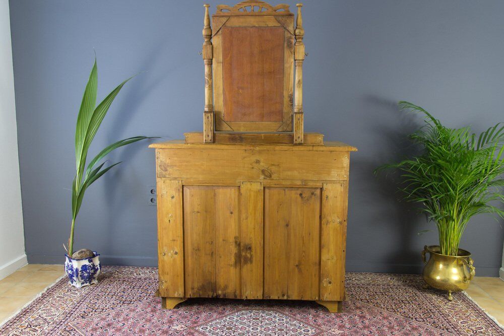 Art nouveau style baltic pine chest of drawers with mirror