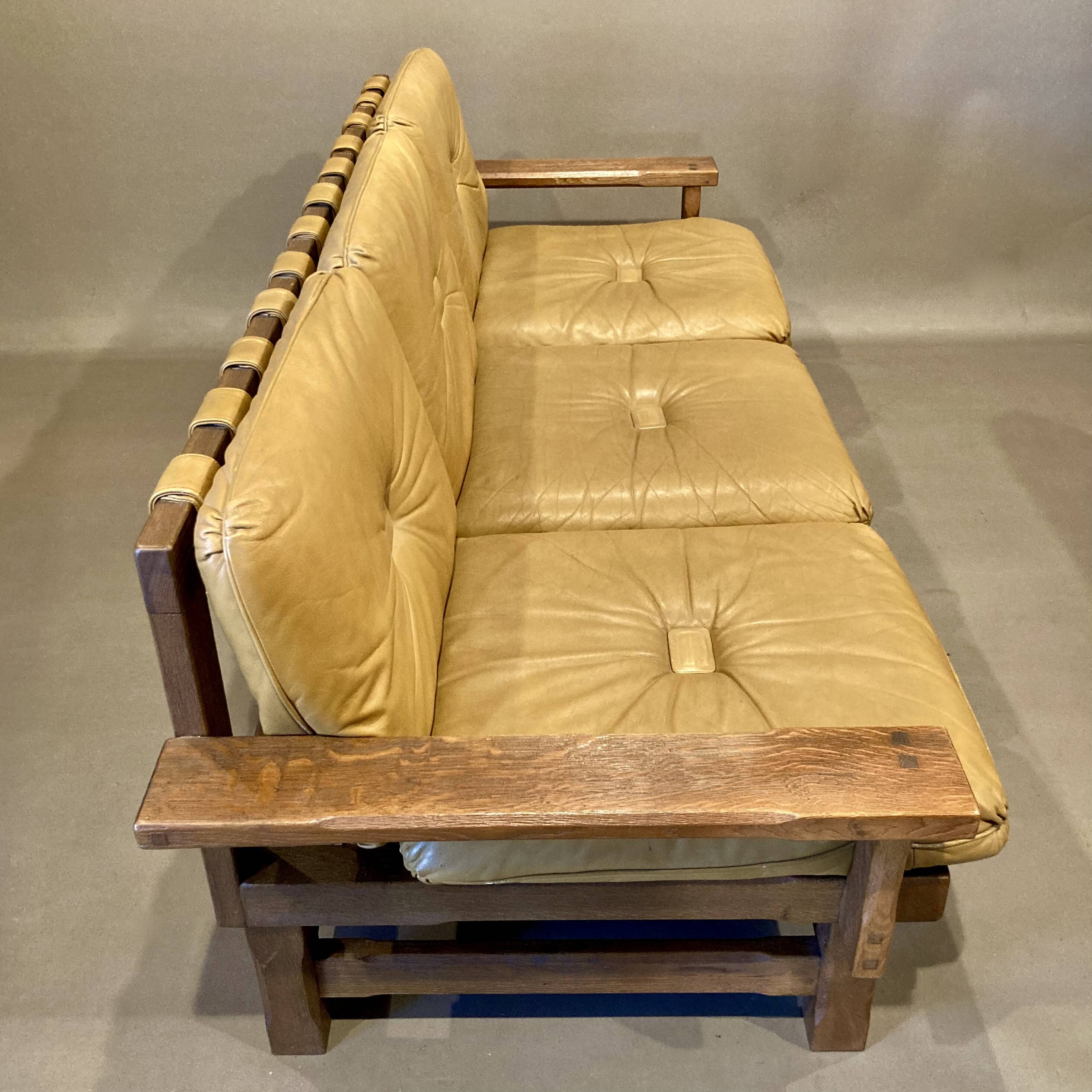 3-seater leather sofa, Brazilian design, 1960s