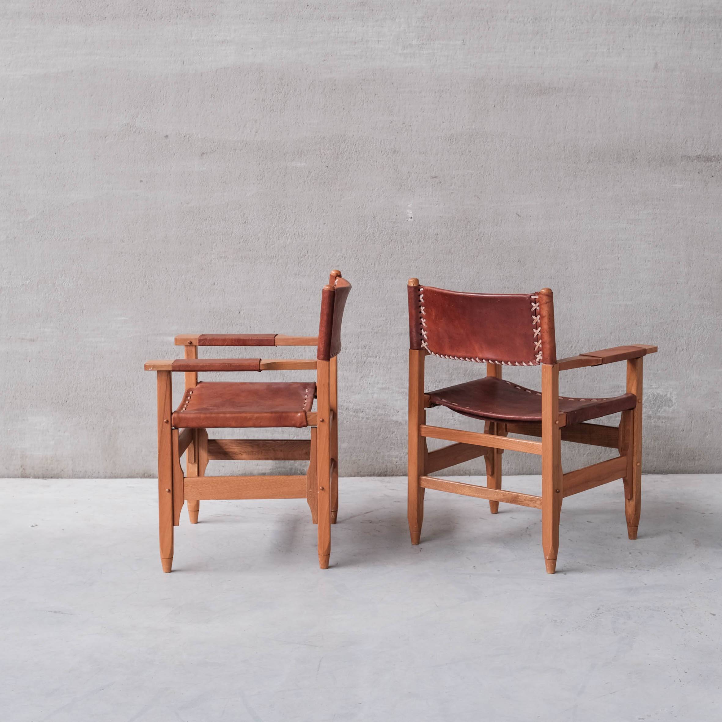 Pair of Mid-Century French Leather Armchairs