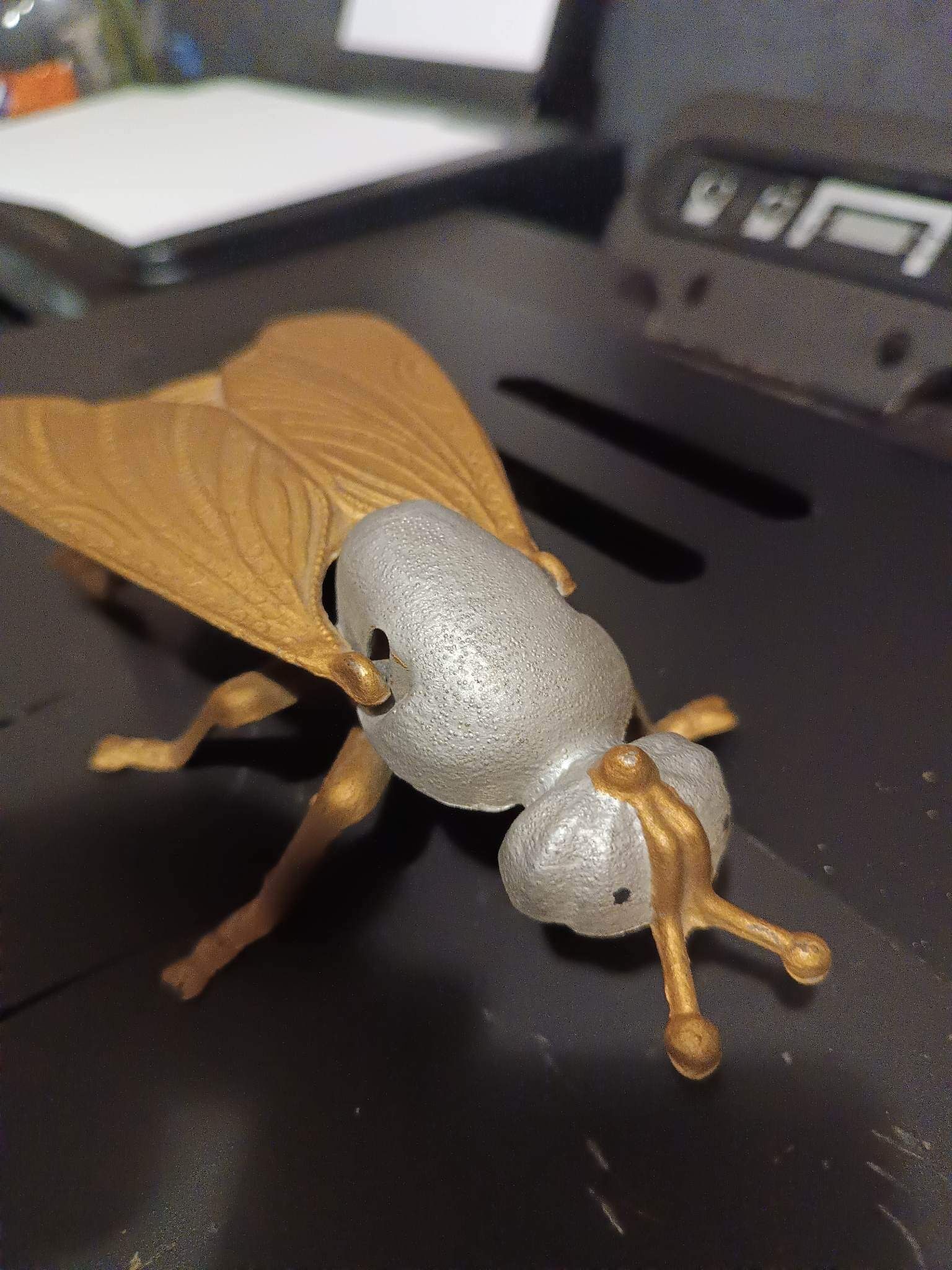 Ancien cendrier insecte en laiton dorée vintage cendrier mouche