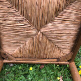 4 wood and straw chairs
