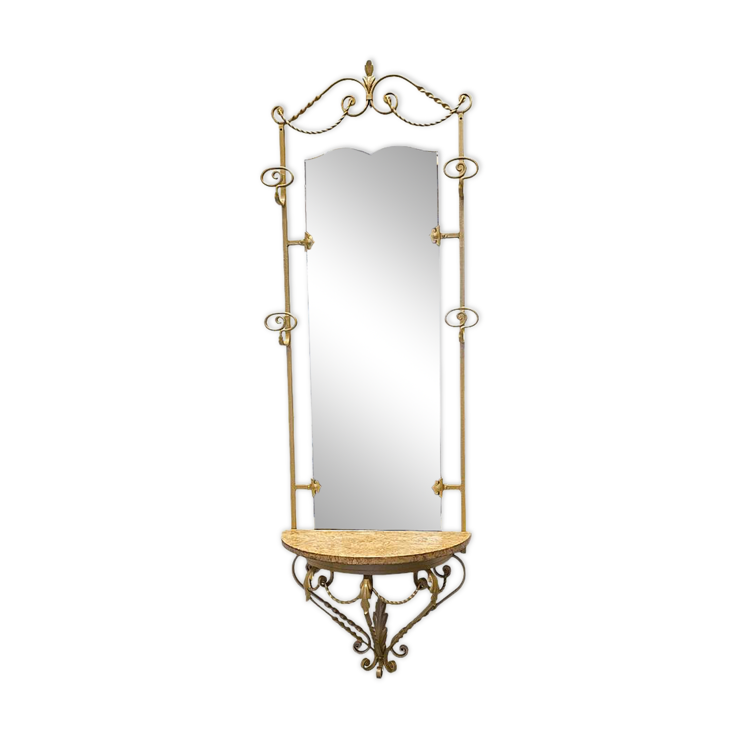 Vintage French Wall Console With Mirror, mid-century