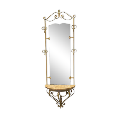 Console murale vintage française avec miroir, milieu du siècle