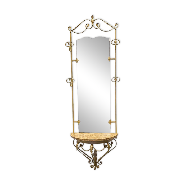 Console murale vintage française avec miroir, milieu du siècle