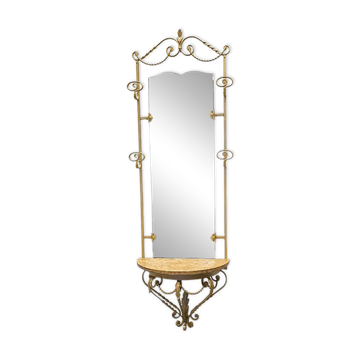 Vintage French Wall Console With Mirror, mid-century