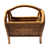 Wicker and bamboo magazine holder