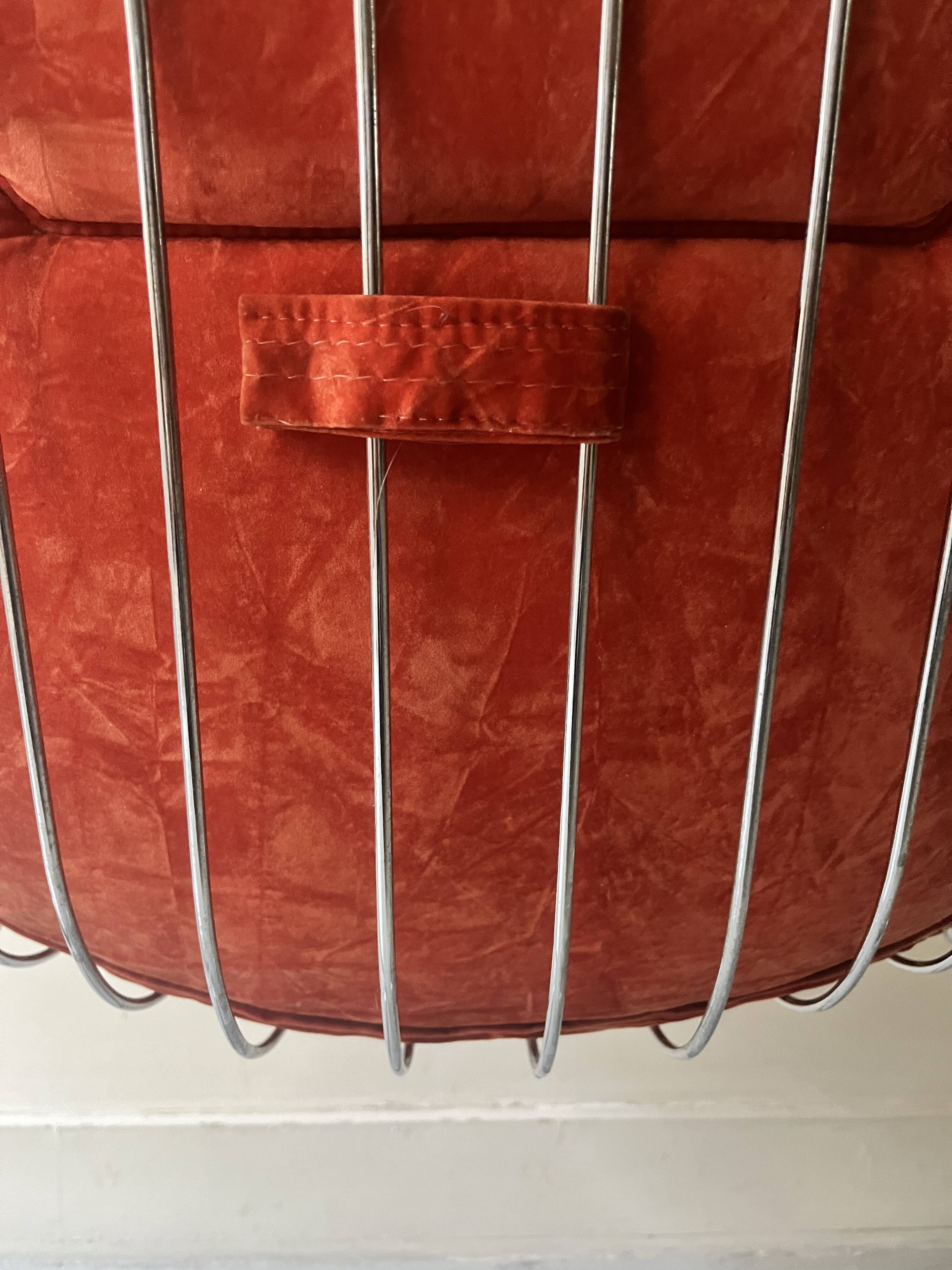 Rinaldi style chair in chromed metal and suede fabric cushion, 1970 design