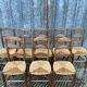 8 antique Vendée straw chairs in solid cherry wood.