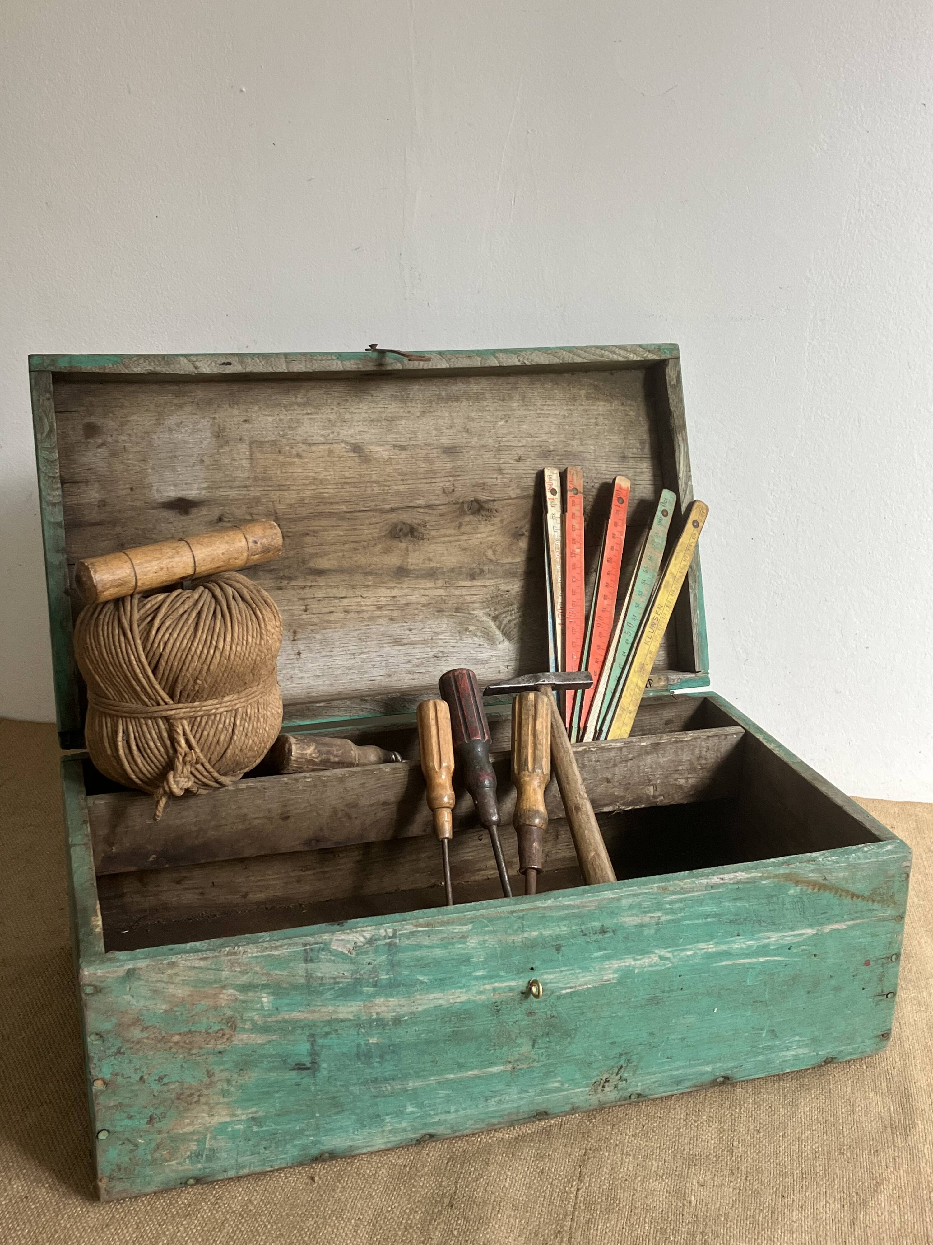Old toolbox, wooden chest