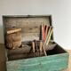 Old toolbox, wooden chest